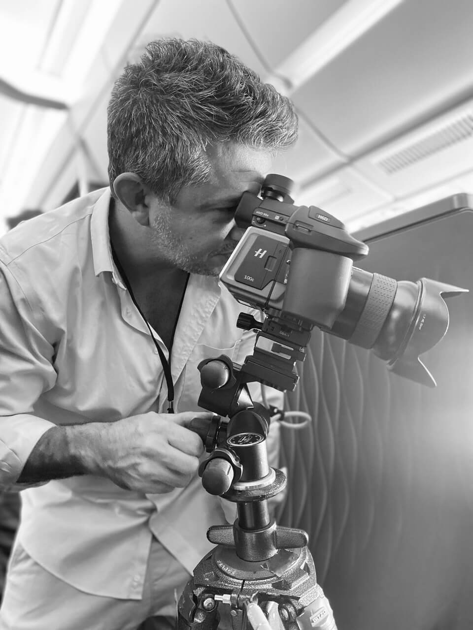 Antonio Cuellar at work with a Hasselblad camera